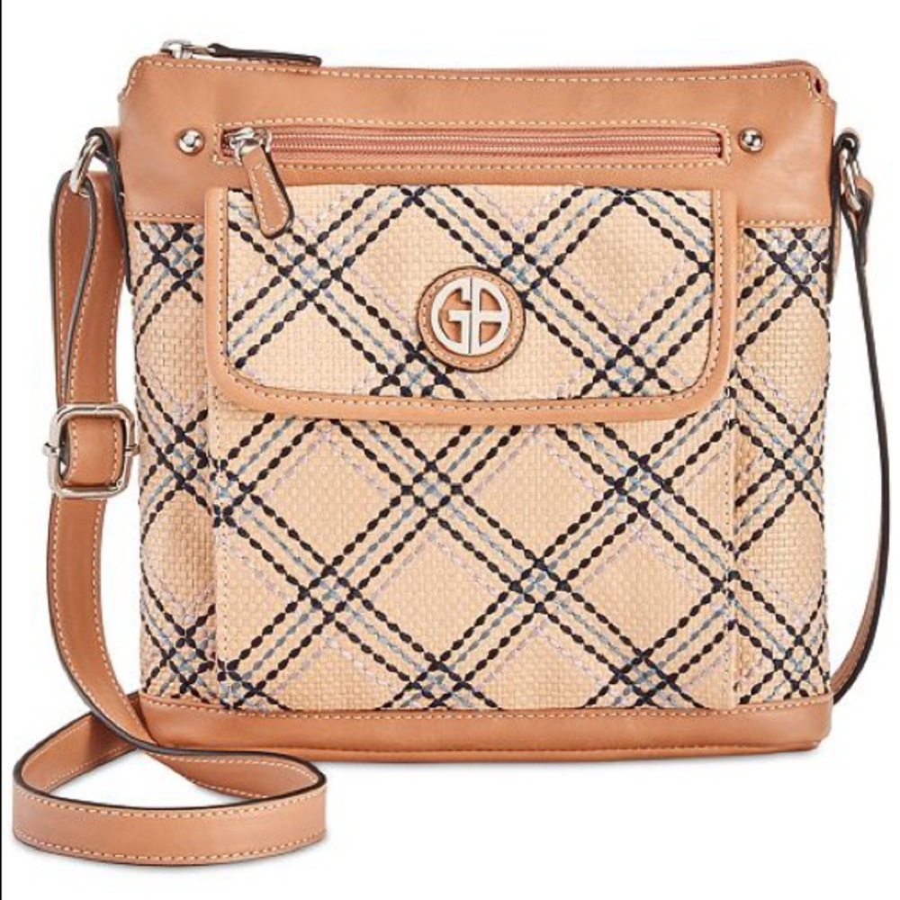 NWT Giani Bernini Straw Plaid Crossbody Purse